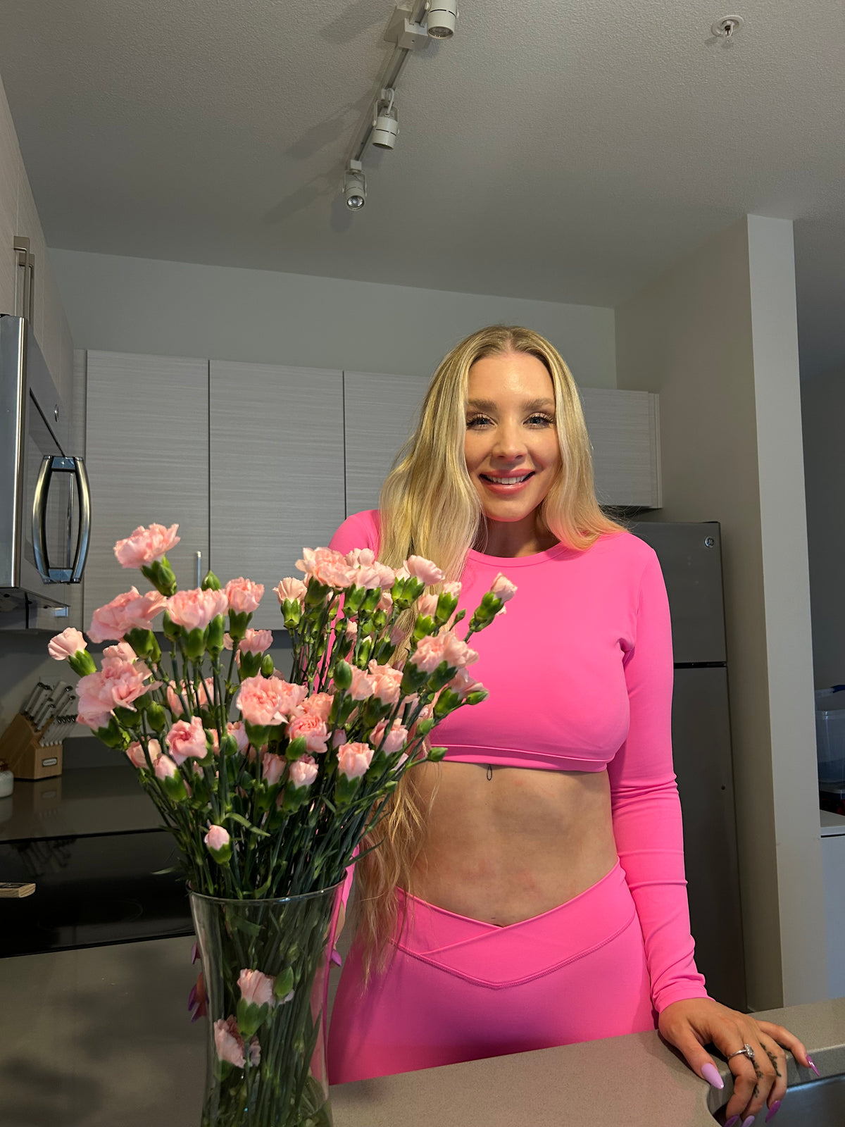 Strawberry Dream Long Sleeve Fitted Crop